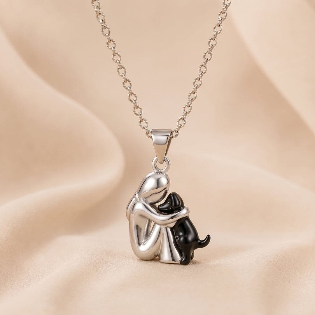 Collier Câlin éternel, femme et chien, bicolore noir
